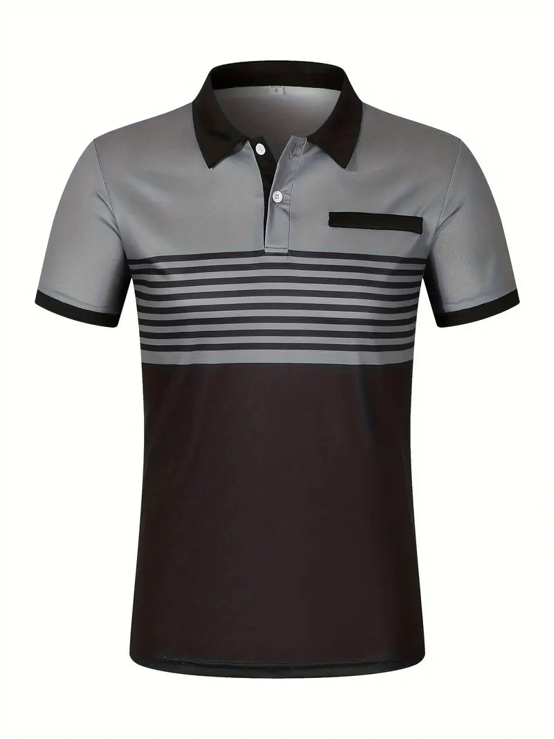 Koszulka polo męska - Slim Fit z paskami - Krótki rękaw, casualowa i elegancka