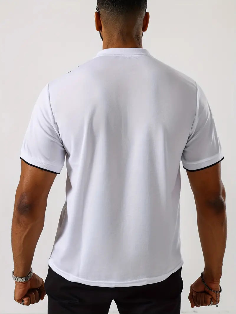 Męska koszulka polo - Slim Fit, Krótki rękaw, Pionowe paski, Klasyczny kołnierzyk