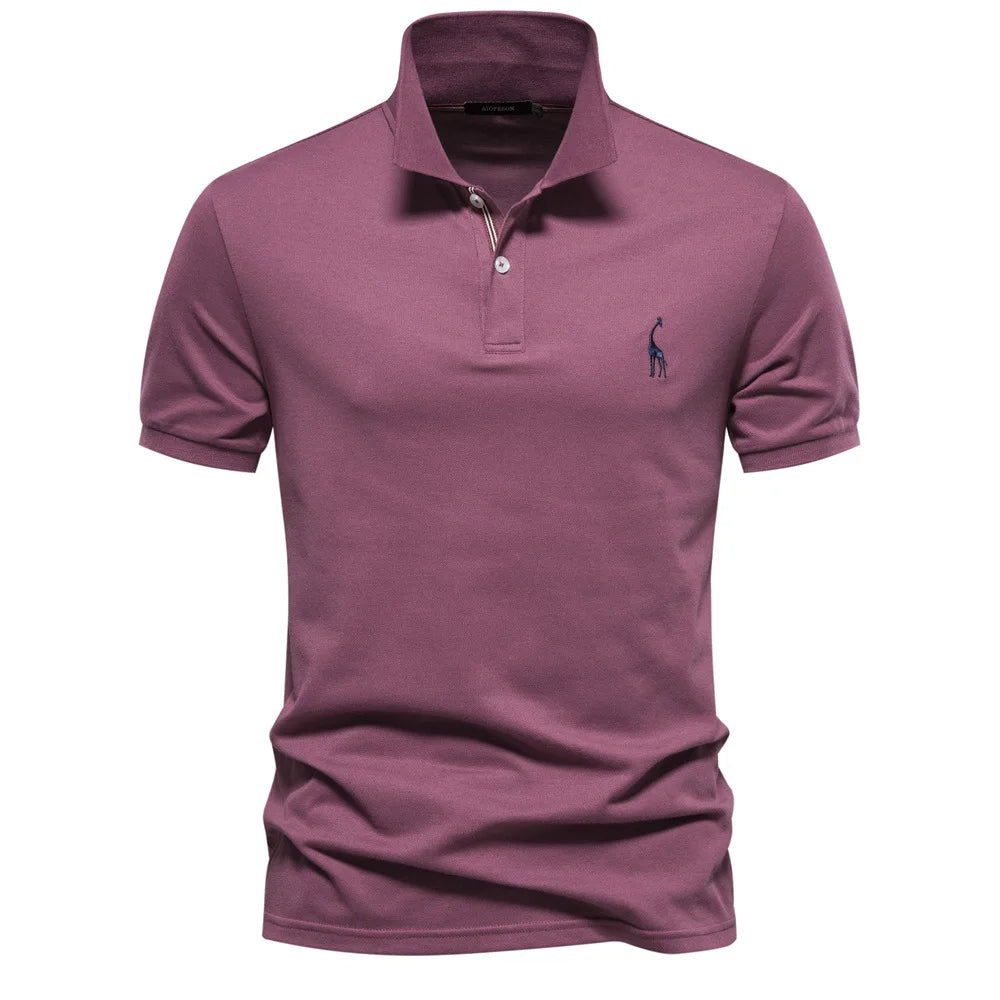 Caleb - Luksusowa koszulka polo z bawełny z eleganckim haftem jelenia dla stylowego wyglądu