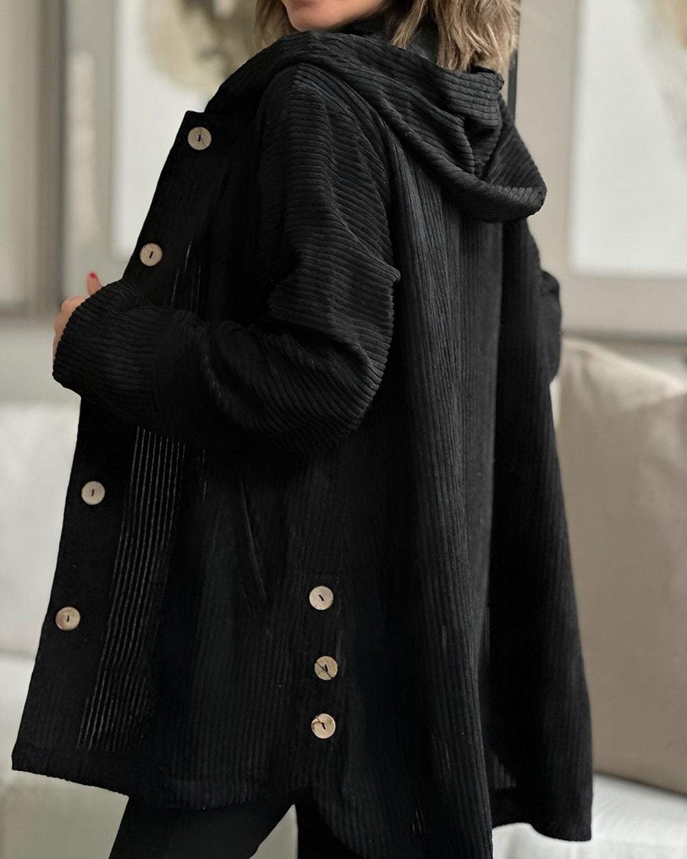 Elegante, leichte oversized Damen-Wolljacke für den Frühling