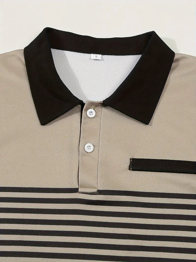 Herren Slim Fit Polohemd mit Streifenmuster - Kurzarm, lässig und elegant