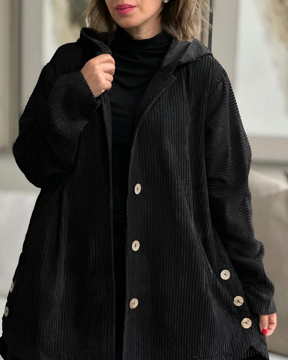 Elegante, leichte oversized Damen-Wolljacke für den Frühling