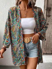 Leichter Damen Baumwoll-Kimono für den Sommer – Boho-Überwurfjacke mit langen Ärmeln