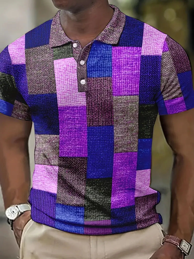 Modisches Herren-Polo mit einzigartigem Patchwork-Design - Kurzarm und atmungsaktiv für entspannte Freizeitlooks