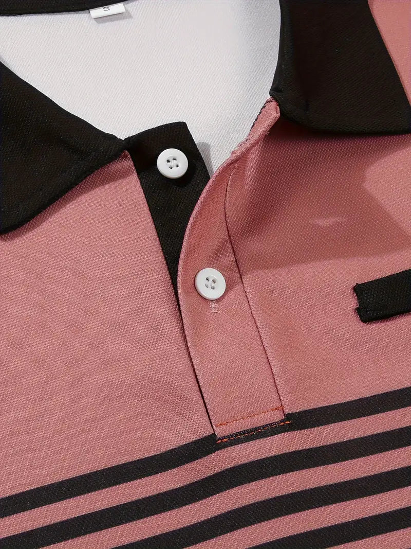 Koszulka polo męska - Slim Fit w paski - Krótki rękaw, casualowa i elegancka