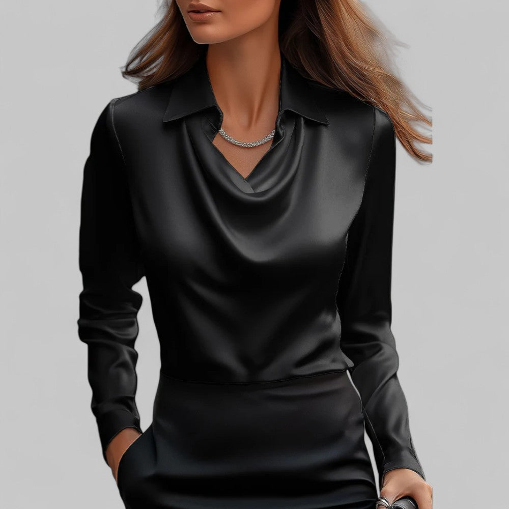 Damenbluse mit drapiertem Kragen – Regular Fit für den Büroalltag