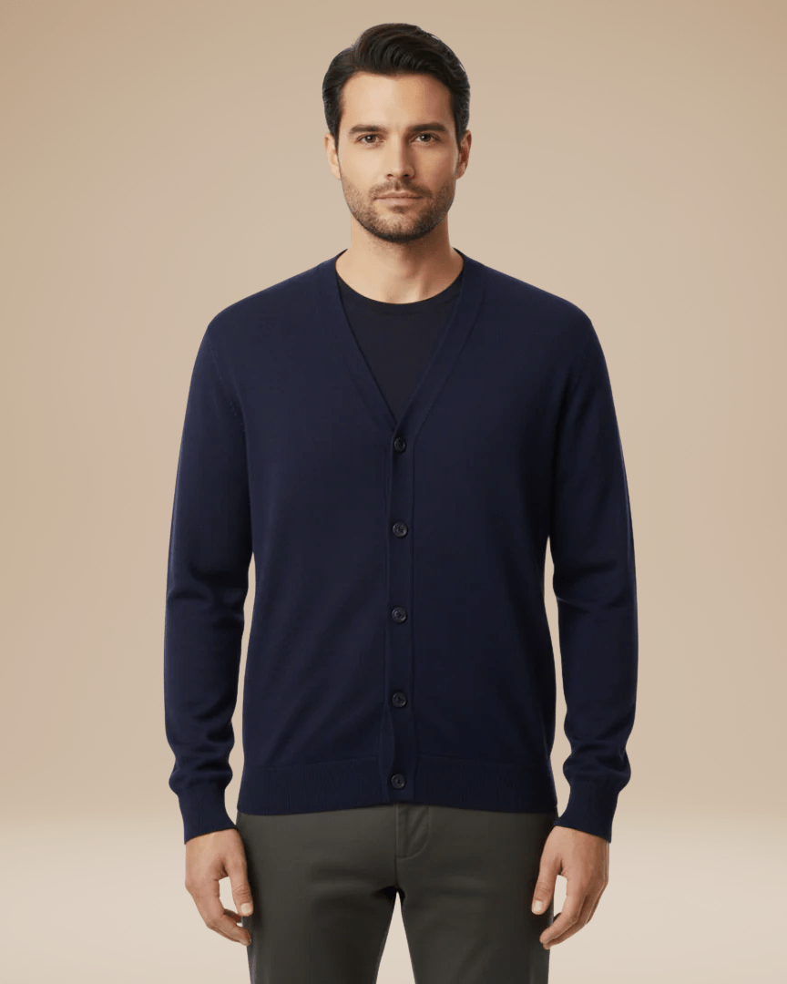 Herbstlicher V-Ausschnitt Cashmere-Cardigan für Herren mit Knopfleiste