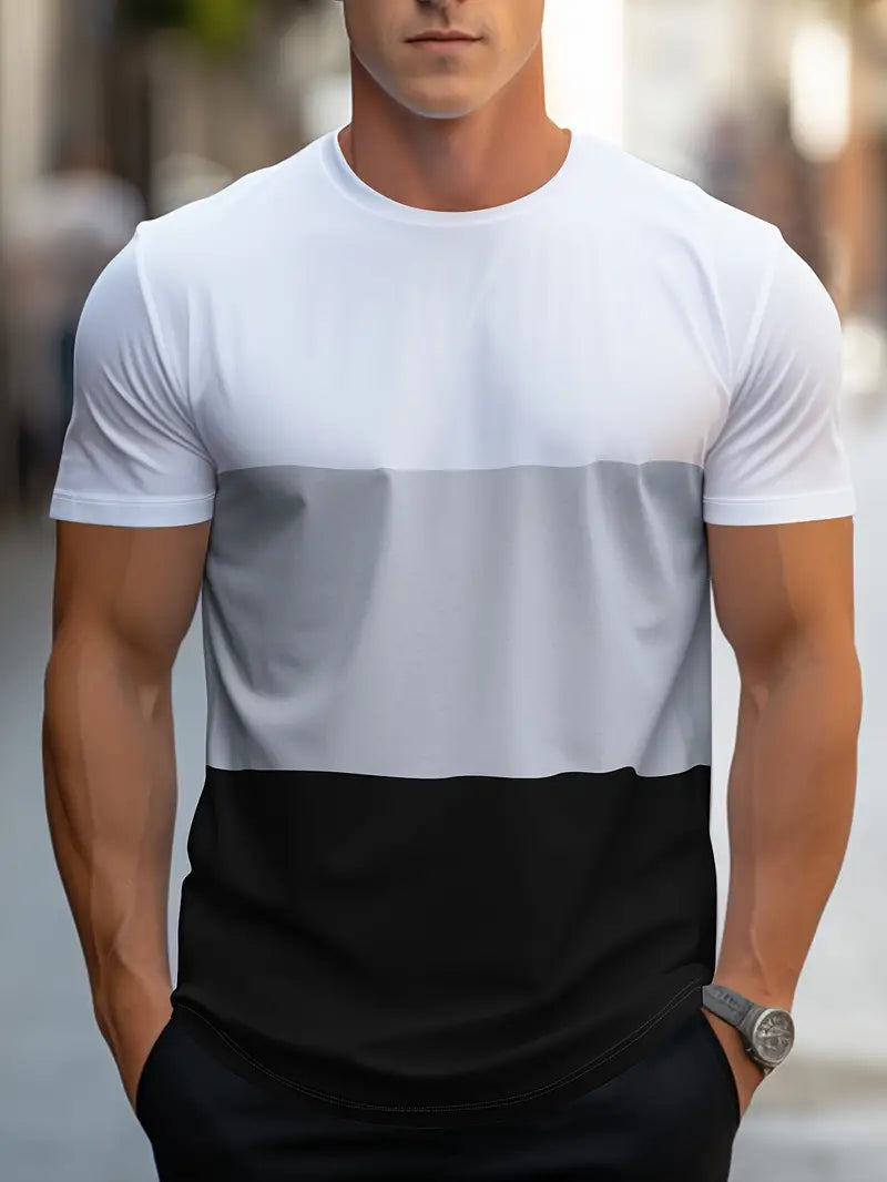 Modisches Herren-T-Shirt mit farbenfrohen Akzenten - Bequemer Rundhalsausschnitt und kurze Ärmel für den Alltag