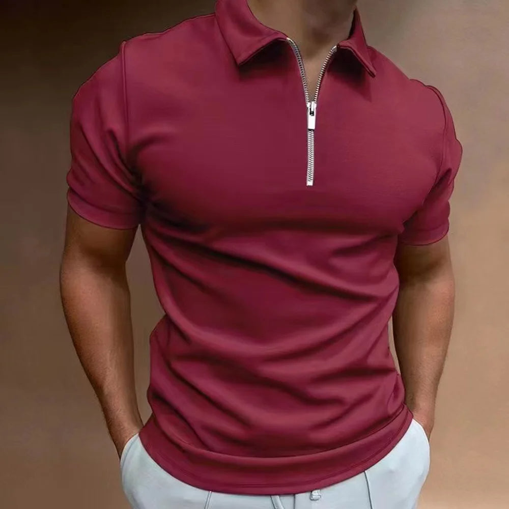 Leonardo - Elegancka koszulka polo z luksusowym kołnierzykiem na zamek, idealna dla wyrafinowanego stylu