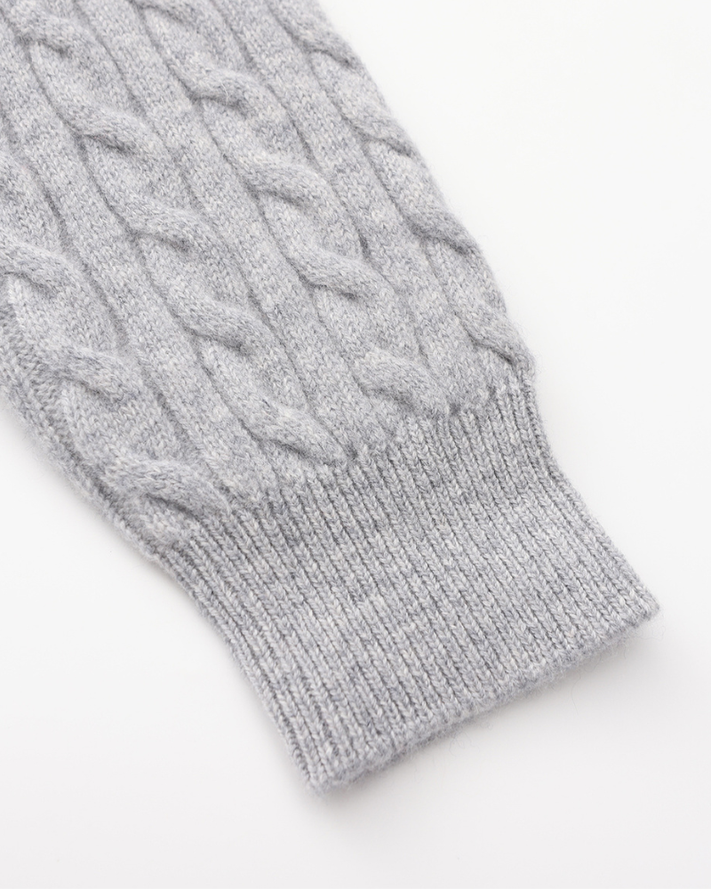 Roman | Chunky knit Herren Chasmere Pullover mit Kabelstrickmuster & Halb Reißverschluss Kragen