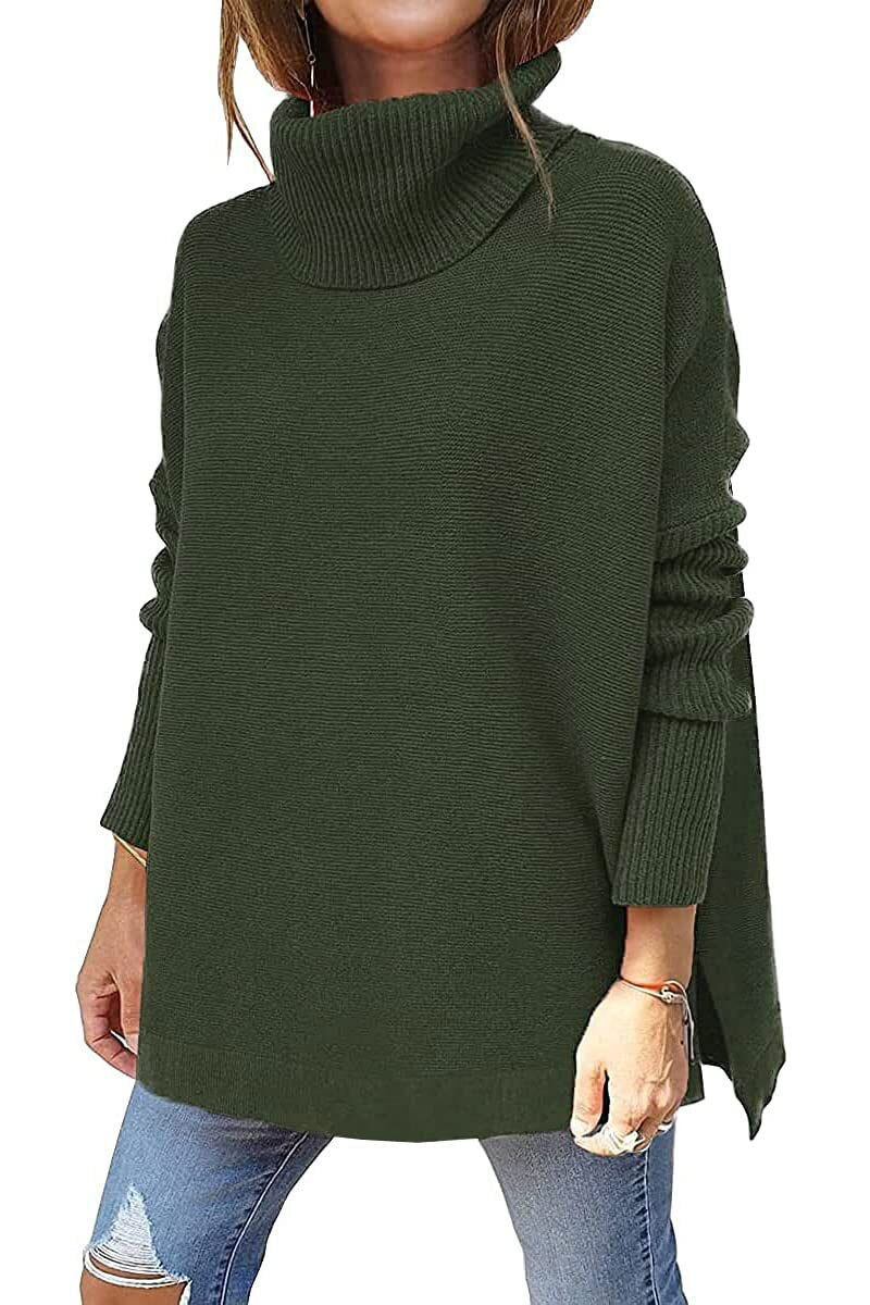 Oversize Damen-Wollpullover mit Rollkragen – Klassisch, warm und lässig für Herbst und Winter