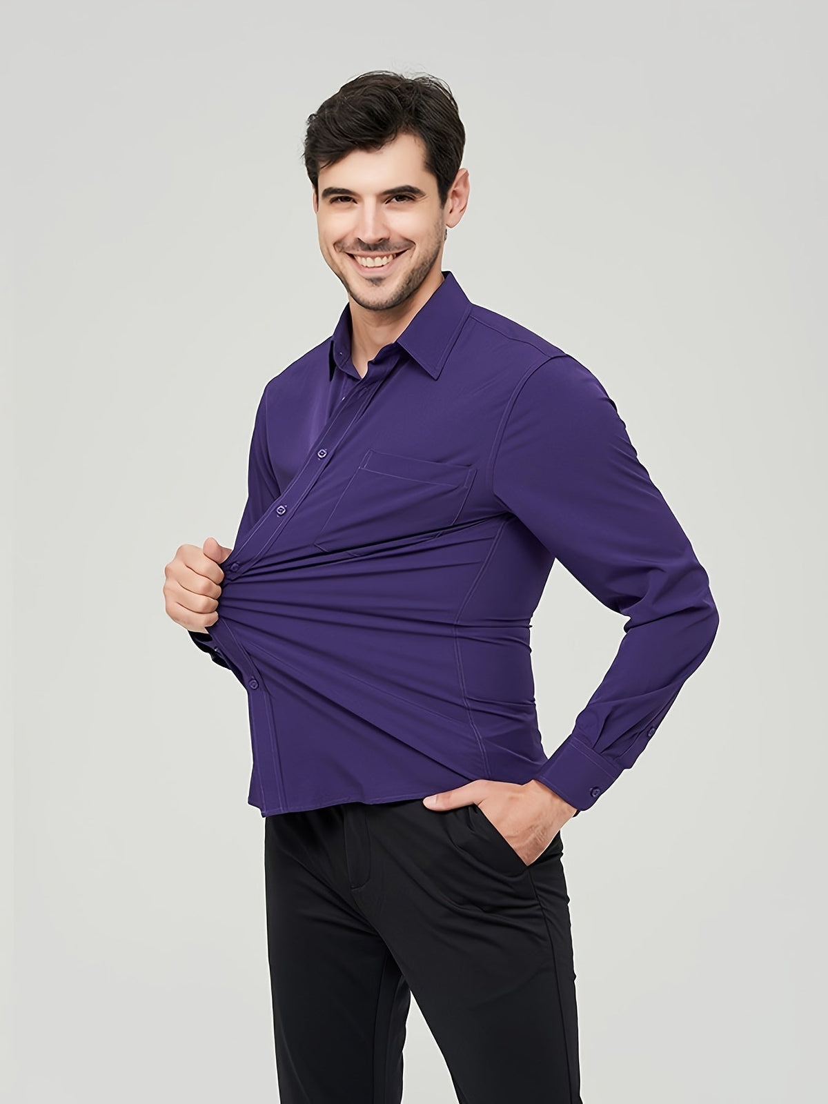 Men's Long Sleeve Button-Up Vest - Breathable Cotton - Modern Fit