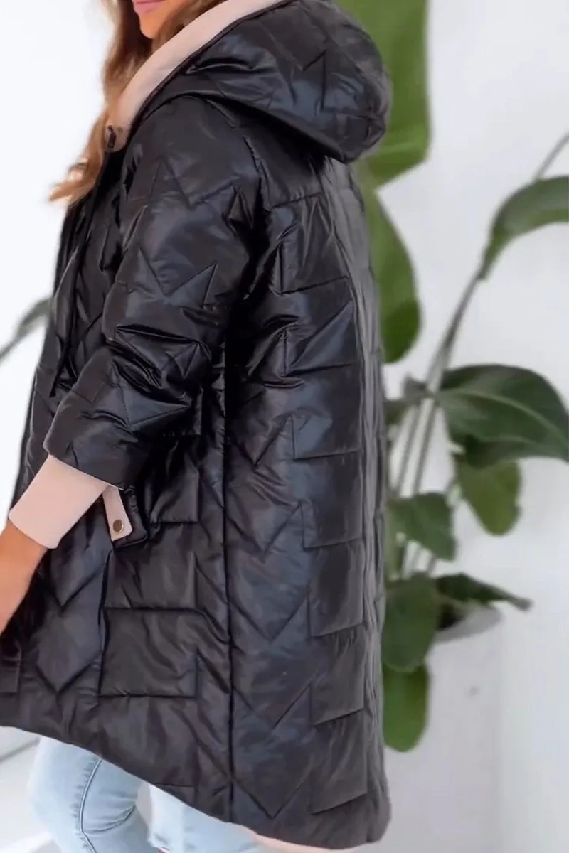 Eleganter, langer Damenwintermantel aus Wolle mit Kapuze – ideal für Herbst und Winter, warm und stilvoll
