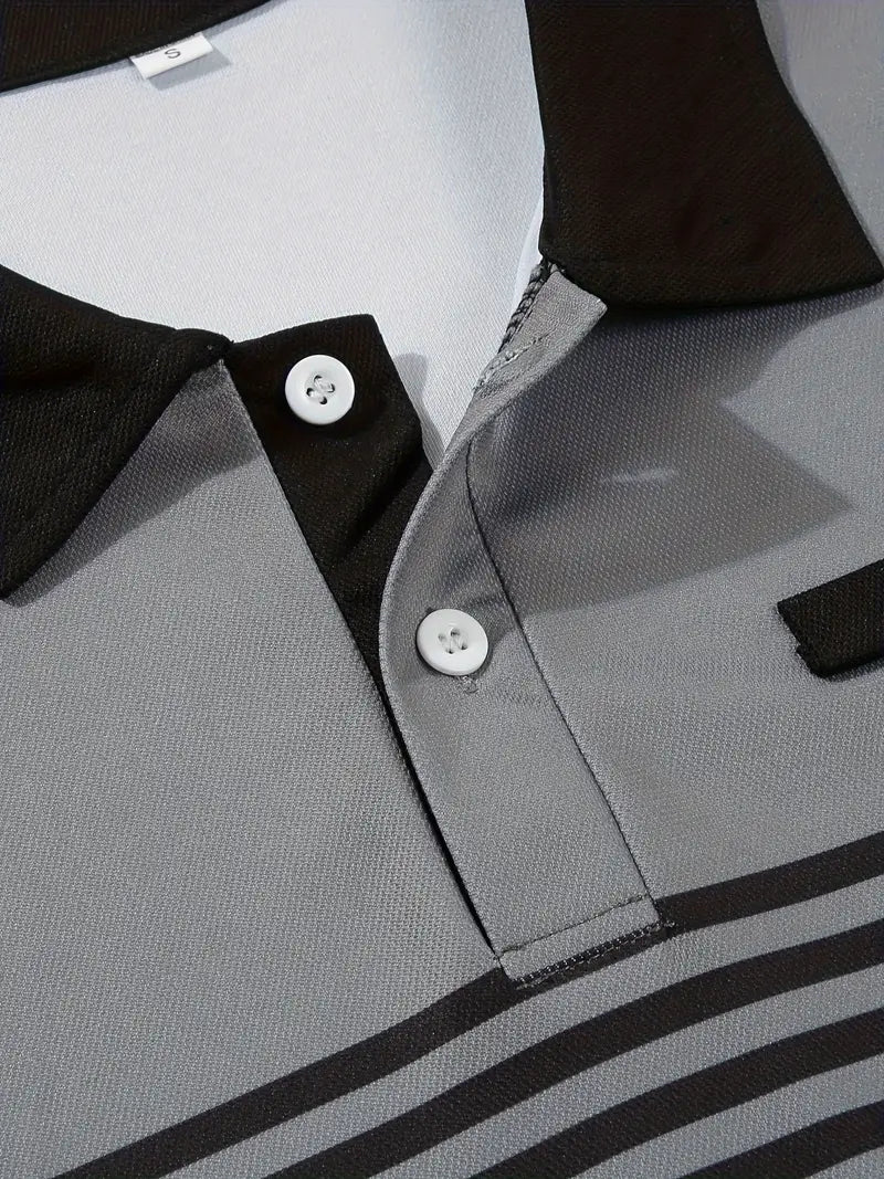 Koszulka polo męska - Slim Fit w paski - Krótki rękaw, casualowa i elegancka