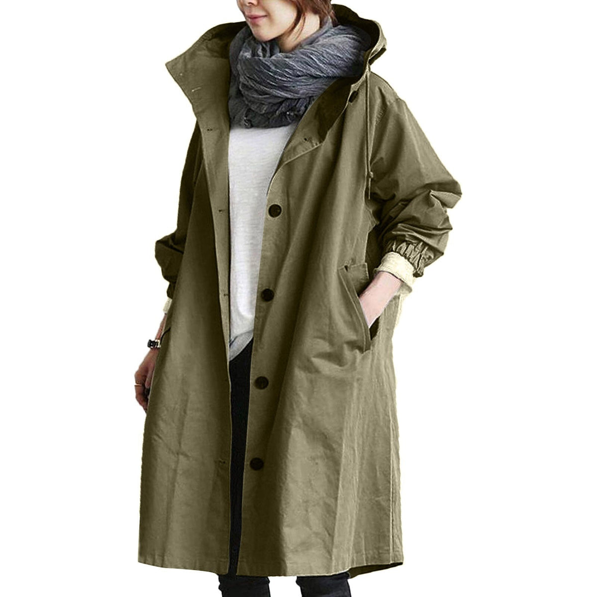 Leichter, langer Damen-Regenmantel aus Baumwolle – ideale Frühlingsjacke