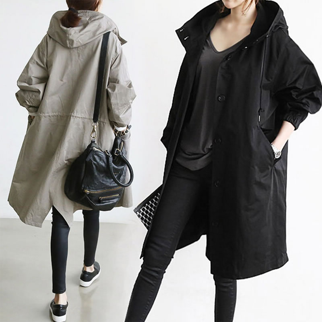 Leichter, langer Damen-Regenmantel aus Baumwolle – ideale Frühlingsjacke