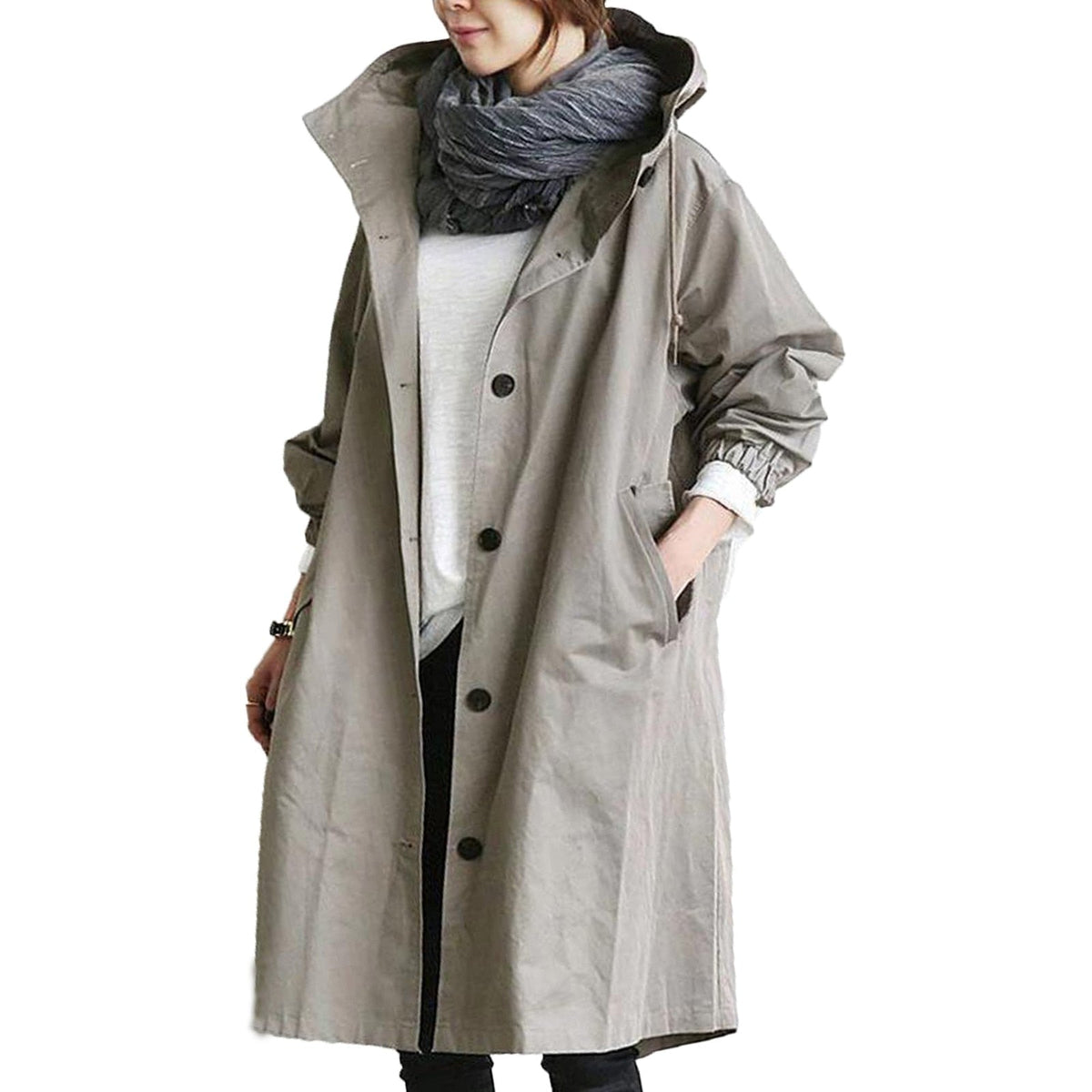 Leichter, langer Damen-Regenmantel aus Baumwolle – ideale Frühlingsjacke