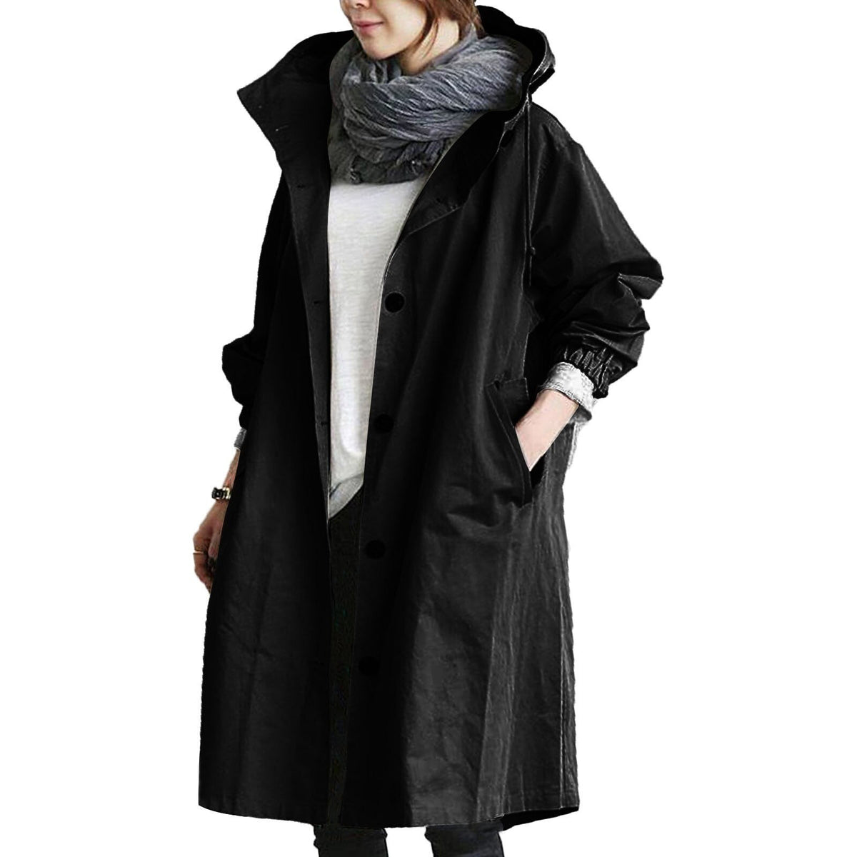 Leichter, langer Damen-Regenmantel aus Baumwolle – ideale Frühlingsjacke