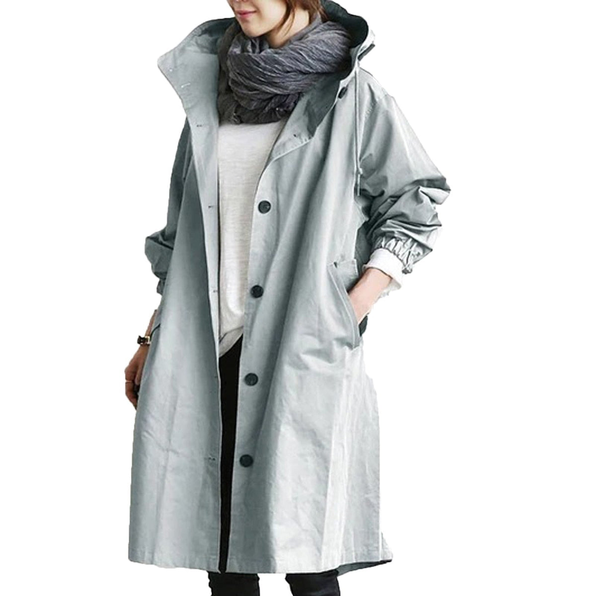 Leichter, langer Damen-Regenmantel aus Baumwolle – ideale Frühlingsjacke