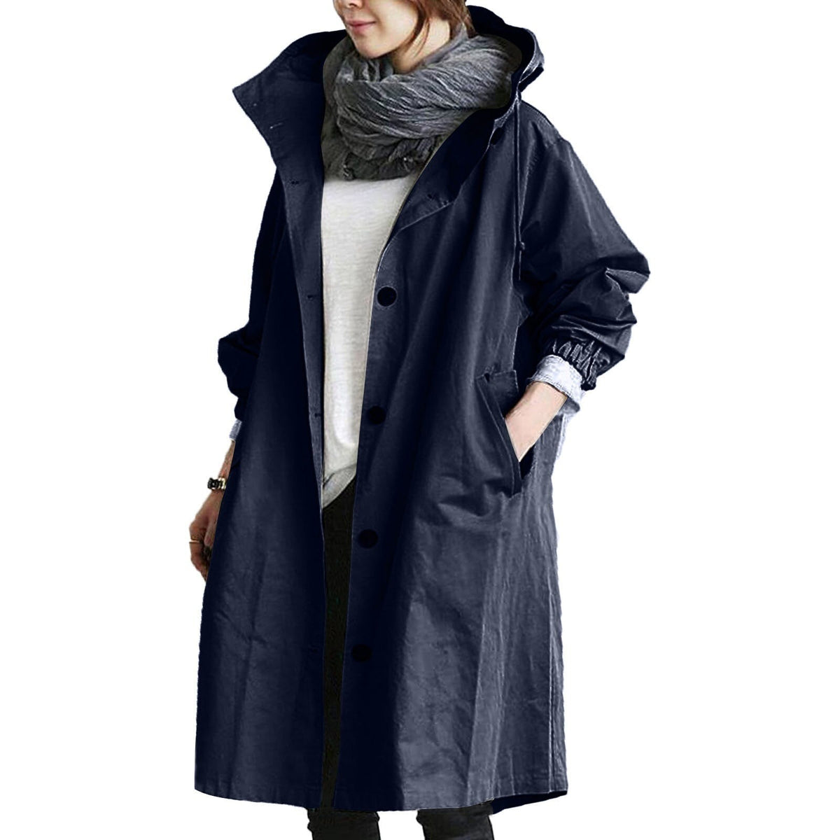 Leichter, langer Damen-Regenmantel aus Baumwolle – ideale Frühlingsjacke