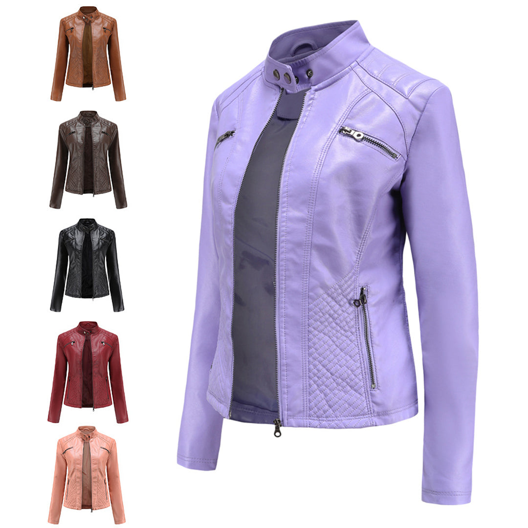 Elegante taillierte Damen Lederjacke für den Frühling – stilvolle Bikerjacke