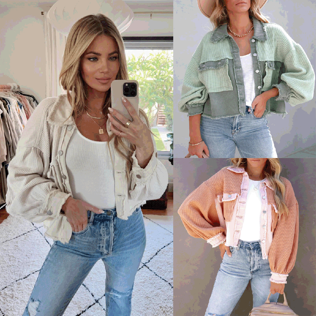 Modische Damen Übergangsjacke aus leichter Baumwolle, oversized und lässig für den Frühling