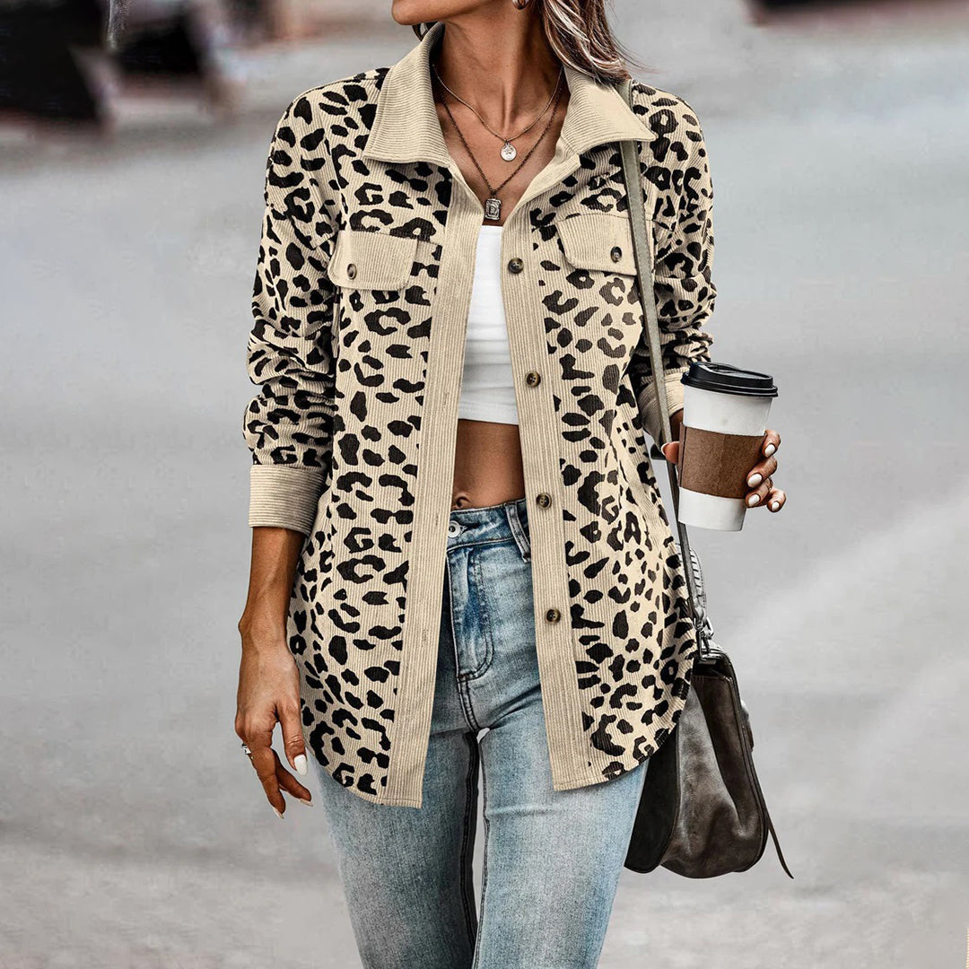 Oversized Damen Baumwollhemdjacke im Leopardenmuster für den Frühling