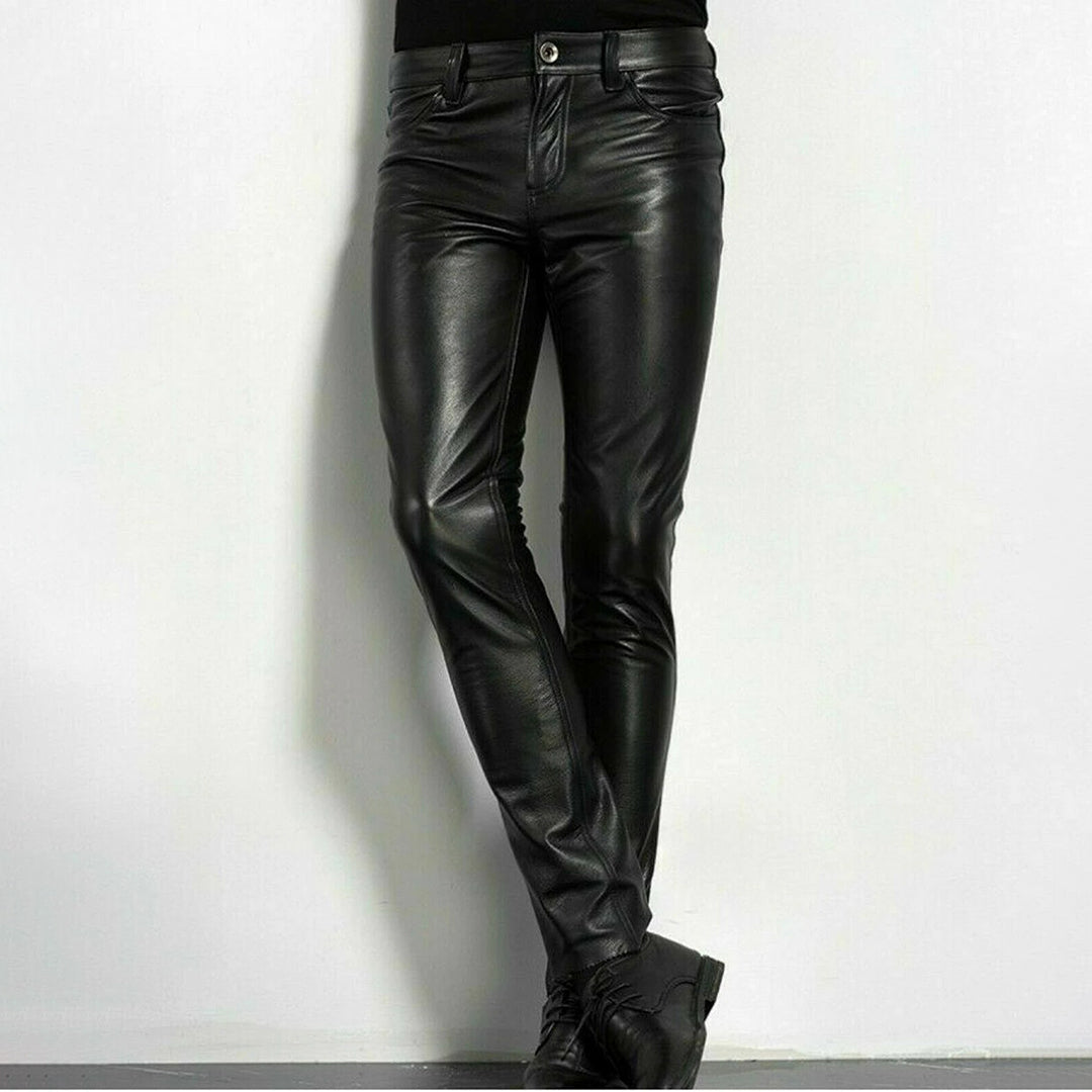 Herren elegante schwarze Kunstlederhose - BRENT Kollektion