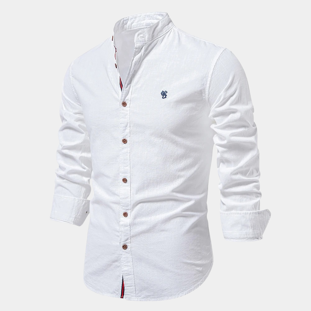 Men's Benjamin Long Sleeve Cotton Button-Up Shirt – Multiple Color Options Available