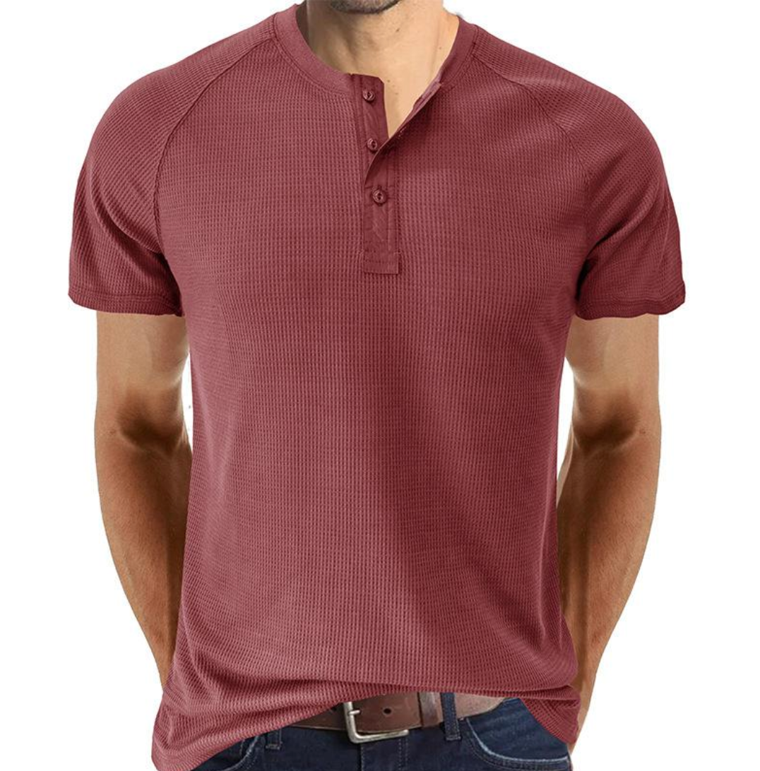 Men's Comfortable Regular Fit Short Sleeve Waffle Knit Shirt - Breathable and Stylish