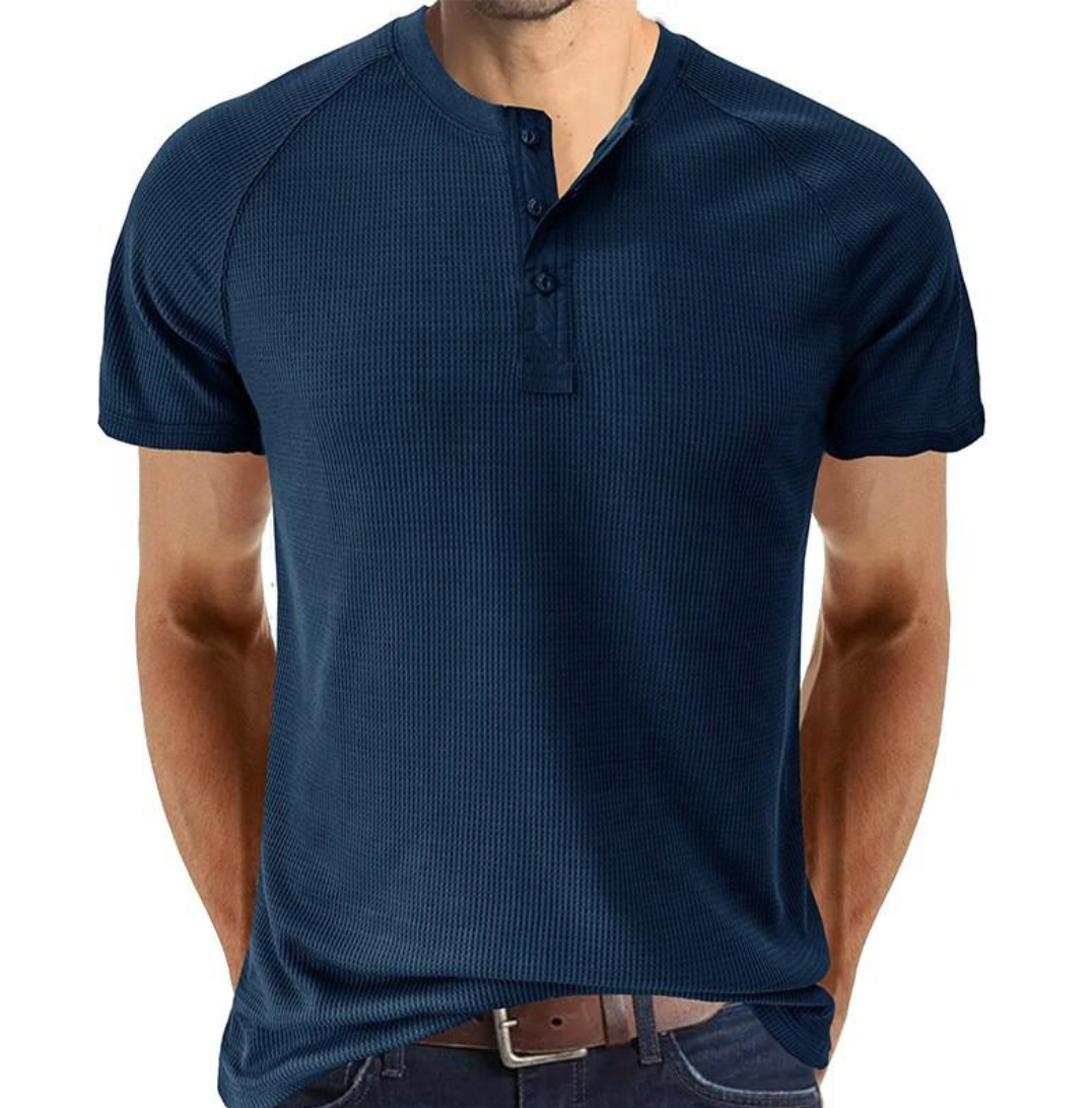 Men's Comfortable Regular Fit Short Sleeve Waffle Knit Shirt - Breathable and Stylish