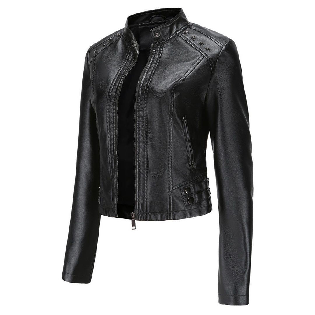 Elegante taillierte Damen Lederjacke für den Frühling – lässiger Biker-Stil