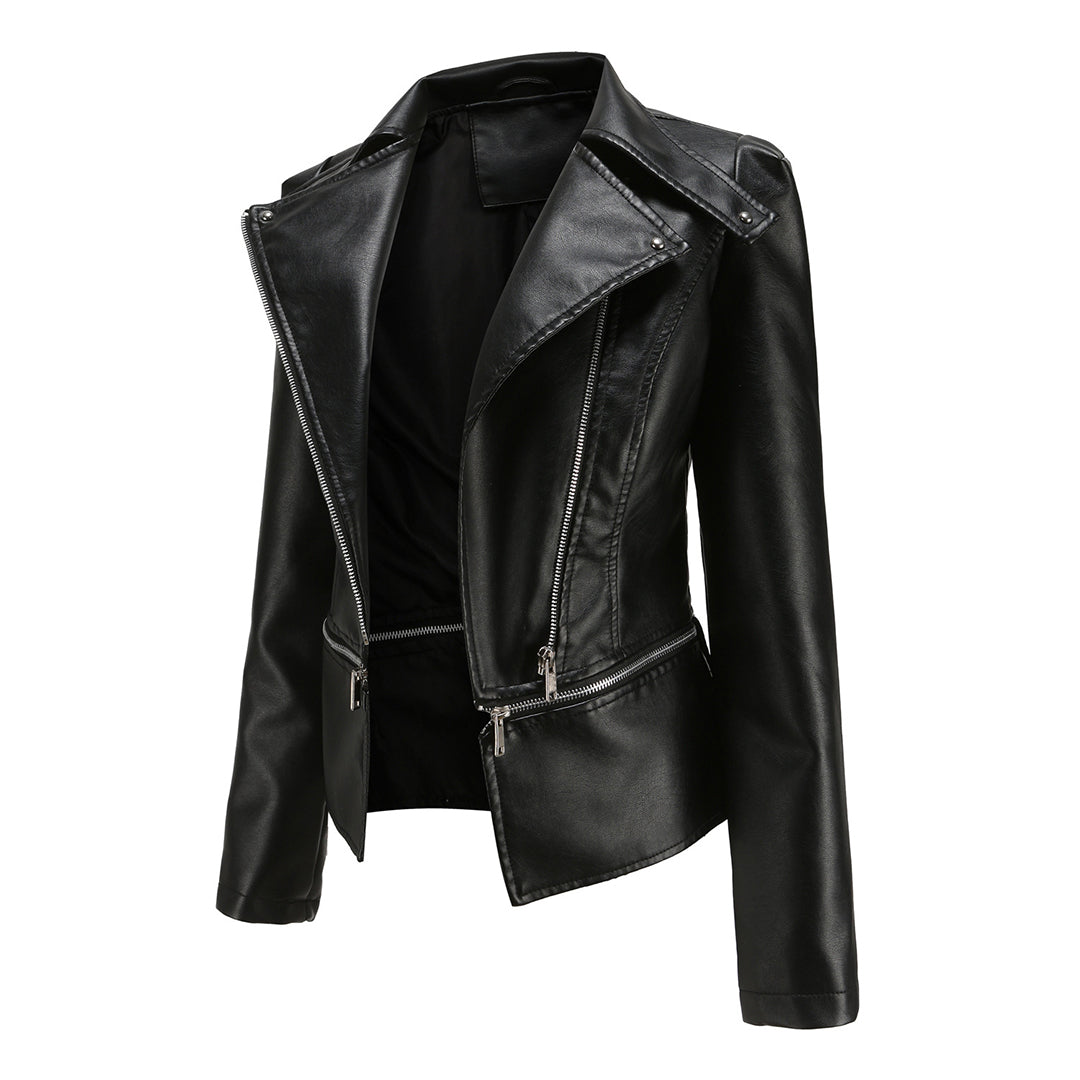 Elegante Damen Leder Bikerjacke – Leichte, stylische Kurzjacke für den Frühling