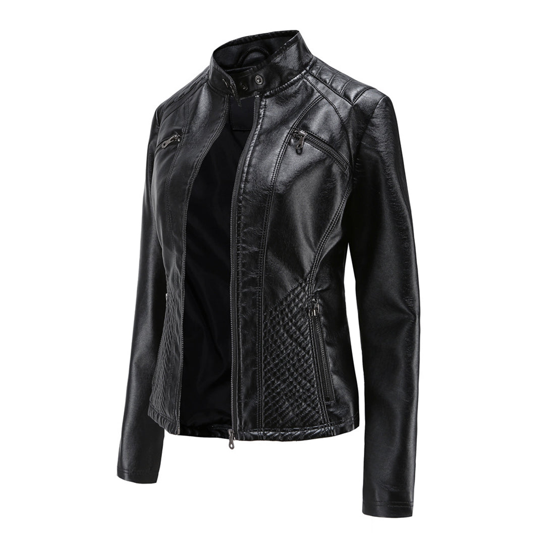 Elegante taillierte Damen Lederjacke für den Frühling – stilvolle Bikerjacke