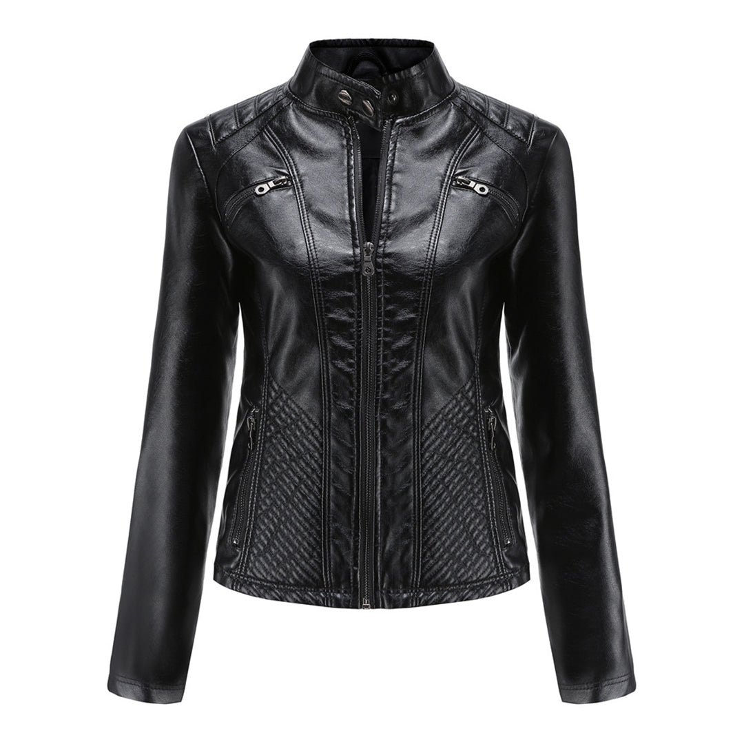 Elegante taillierte Damen Lederjacke für den Frühling – stilvolle Bikerjacke