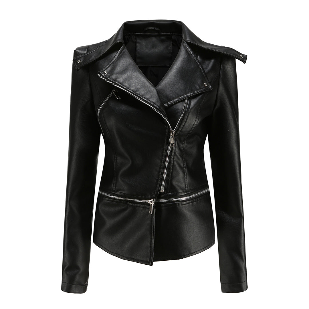 Elegante Damen Leder Bikerjacke – Leichte, stylische Kurzjacke für den Frühling