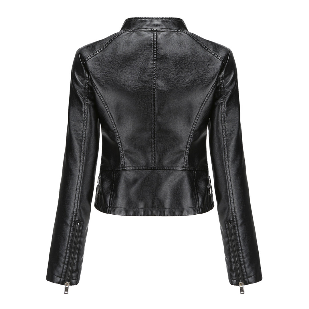 Elegante taillierte Damen Lederjacke für den Frühling – lässiger Biker-Stil