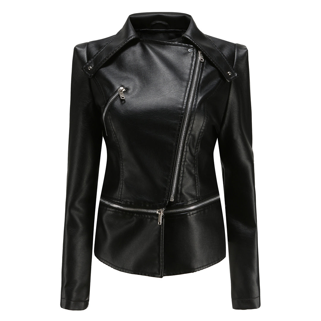 Elegante Damen Leder Bikerjacke – Leichte, stylische Kurzjacke für den Frühling