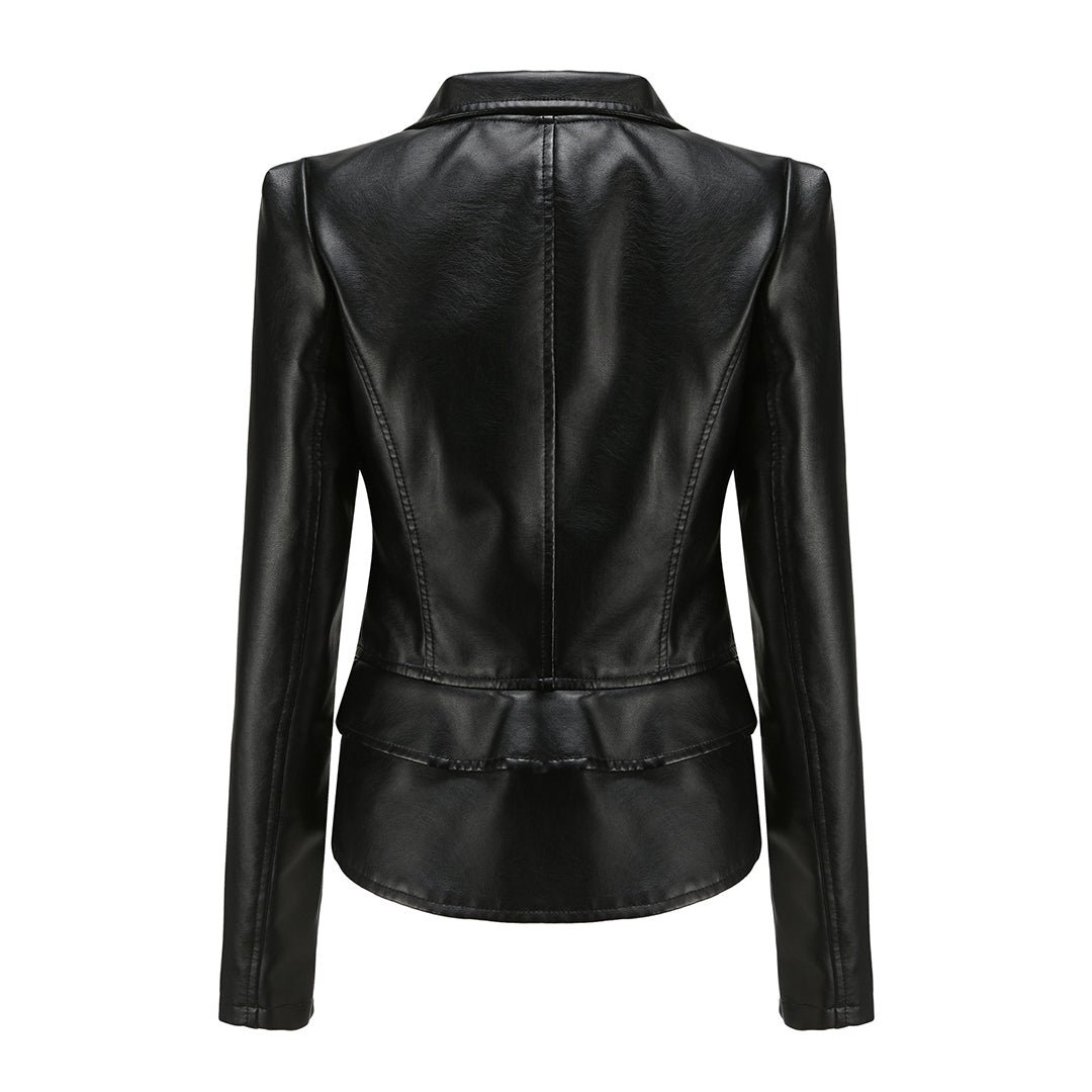 Elegante Damen Leder Bikerjacke – Leichte, stylische Kurzjacke für den Frühling
