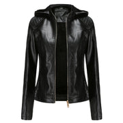 Frühlings Damen Lederjacke mit Kapuze – Figurbetonte, leichte Freizeitjacke