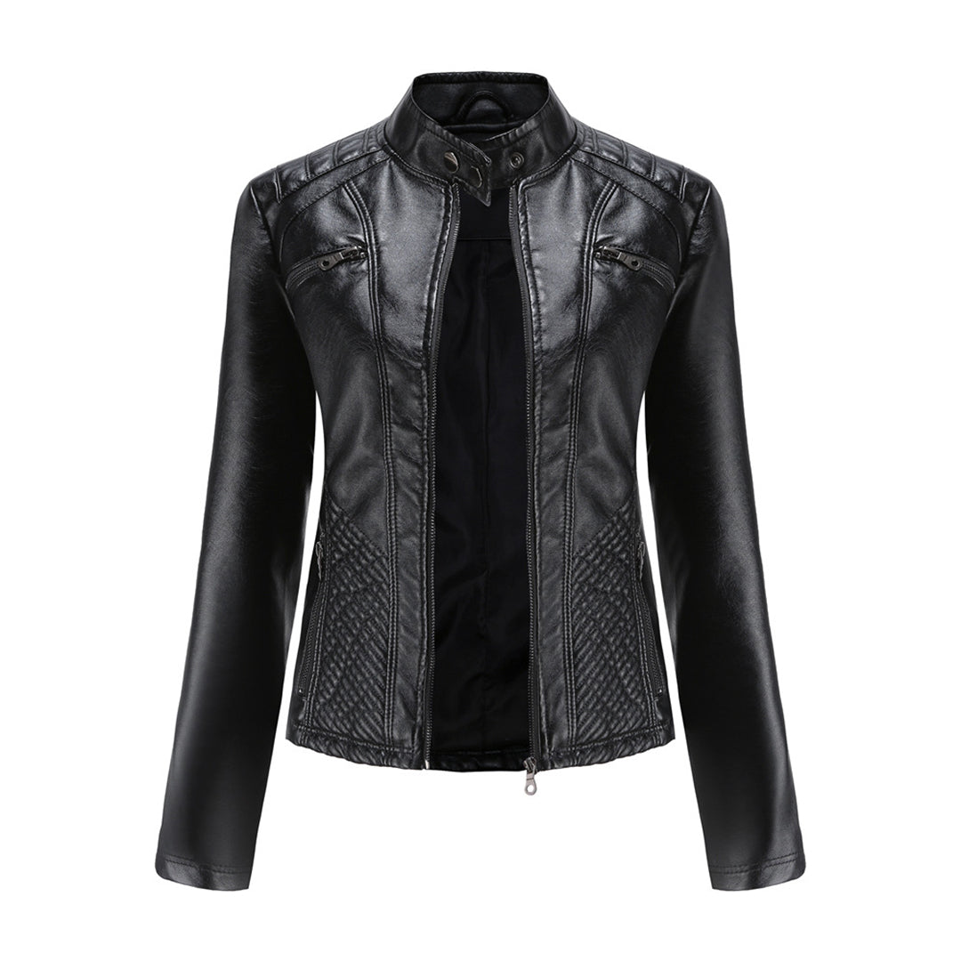 Elegante taillierte Damen Lederjacke für den Frühling – stilvolle Bikerjacke