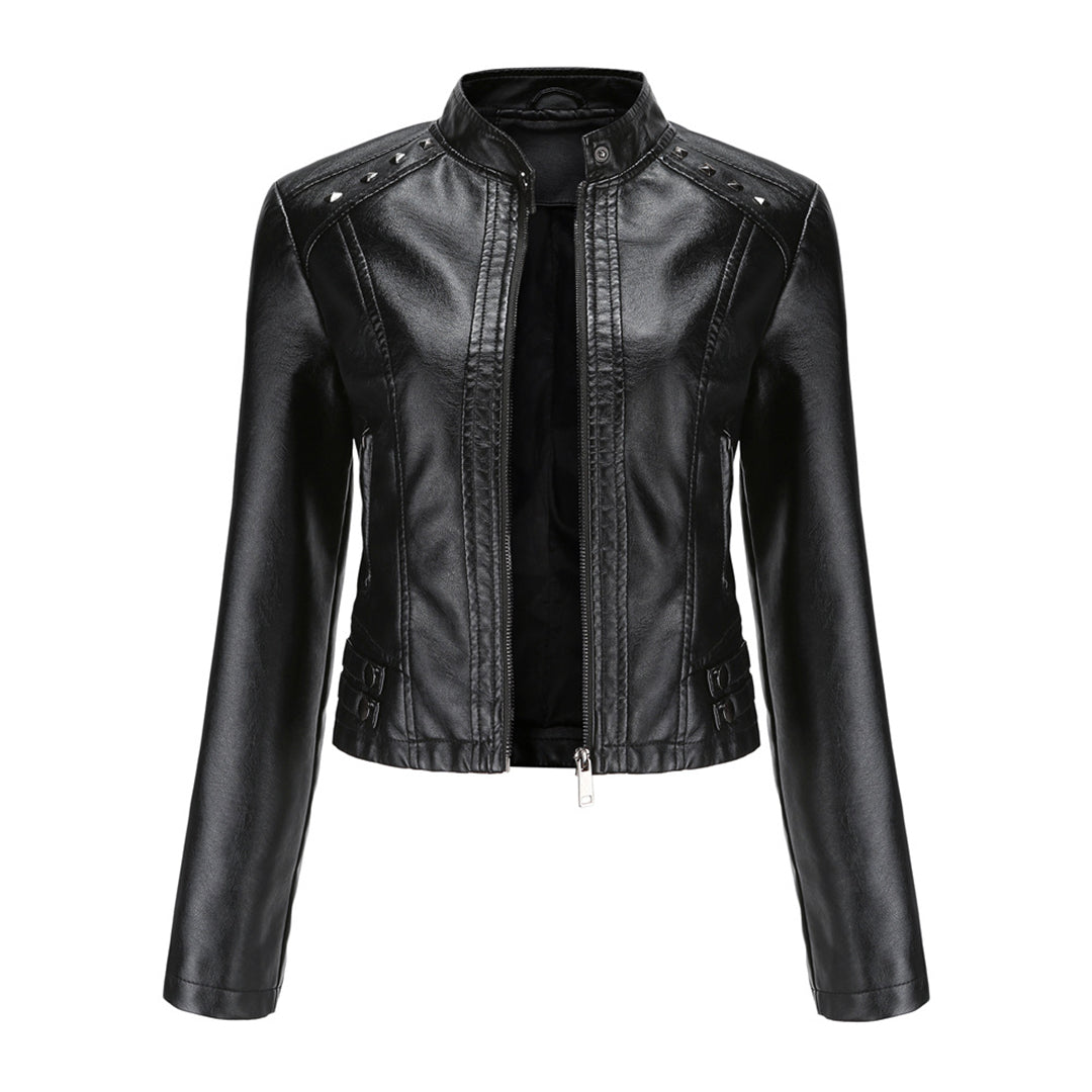 Elegante taillierte Damen Lederjacke für den Frühling – lässiger Biker-Stil