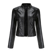 Elegante taillierte Damen Lederjacke für den Frühling – lässiger Biker-Stil