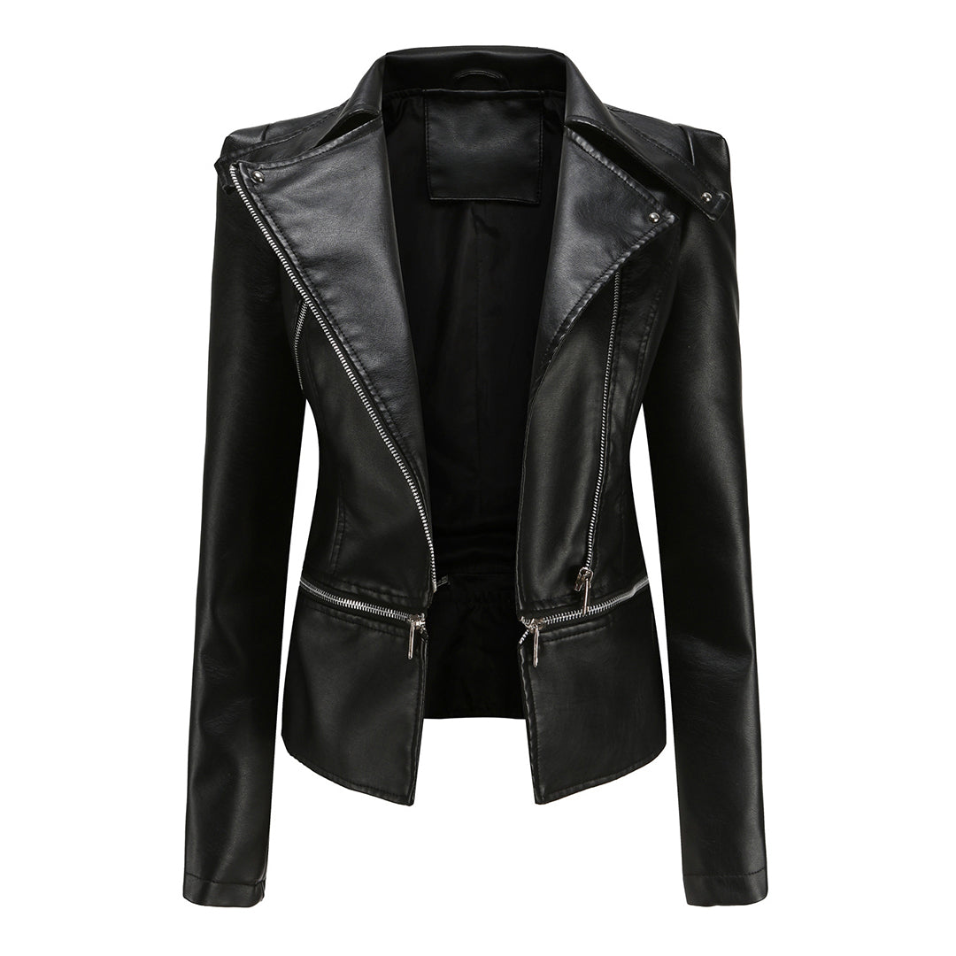 Elegante Damen Leder Bikerjacke – Leichte, stylische Kurzjacke für den Frühling