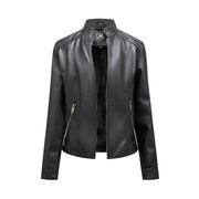 Leichte, elegante Damen Leder Bikerjacke Ramoneska für Frühling und Herbst
