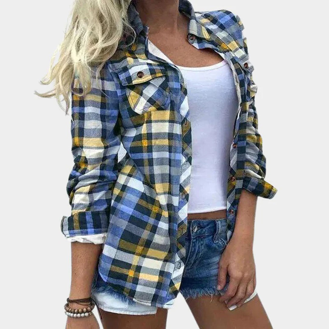 Evi Trendige Damenbluse mit schickem Karomuster für einen eleganten Auftritt