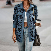 Oversized Damen Baumwollhemdjacke im Leopardenmuster für den Frühling