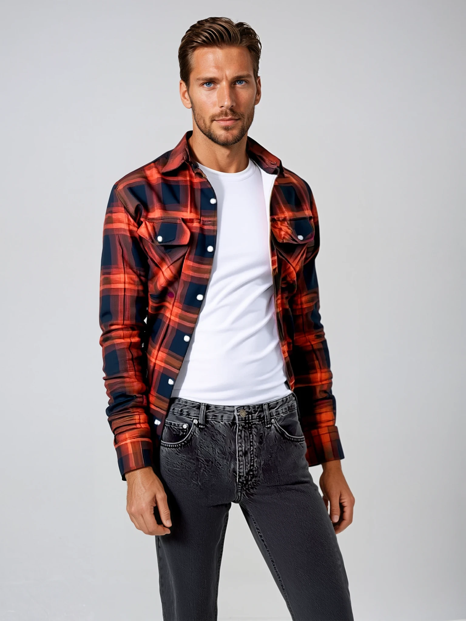 Nate | Herren Karierte Sherpa-Futterjacke