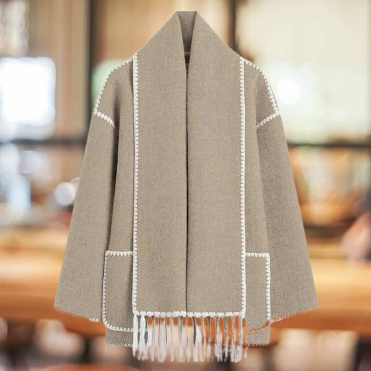 Renata™ - Stilvoller Wollmantel mit Winter-Schal