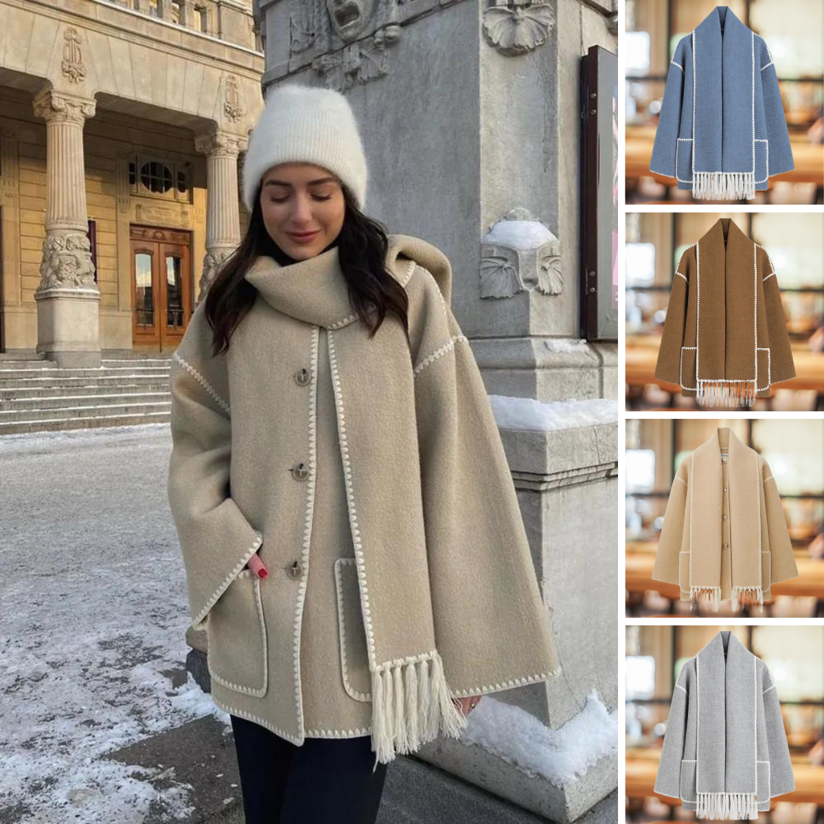 Renata™ - Stilvoller Wollmantel mit Winter-Schal